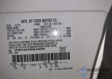 2024 Ford Edge St z USA, uszkodzony, nr VIN 2FMPK4AP6RBA36066